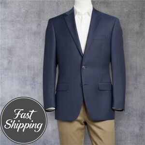 $450 TOMMY HILFIGER Men's 38L Navy Wool Blazer Sport Coat 2-Button Jacket Plaid